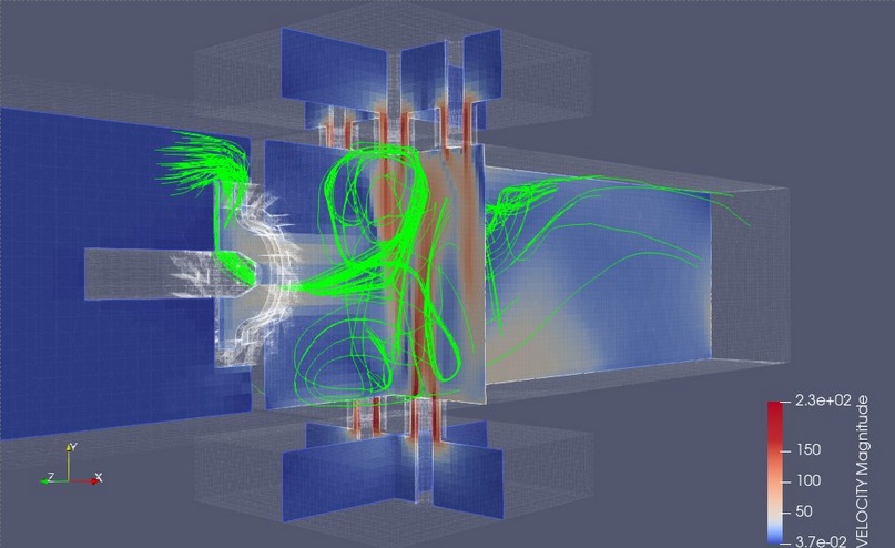 CFD Simulation Screenshot showing combustion analysis